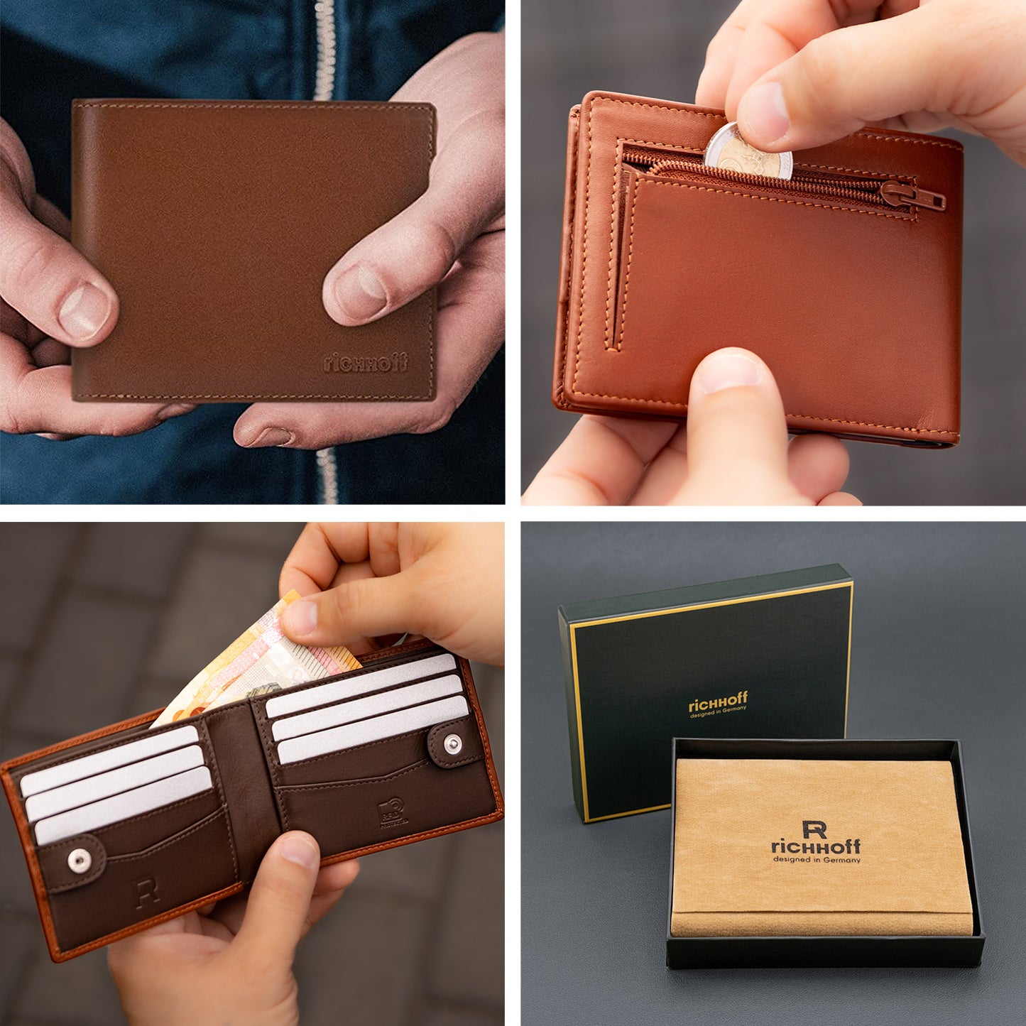 Wallet BICOLOR S men's leather, cognac