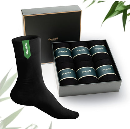 6 Paar Premium Bambus Socken 39-42 für Herren mit Geschenkbox