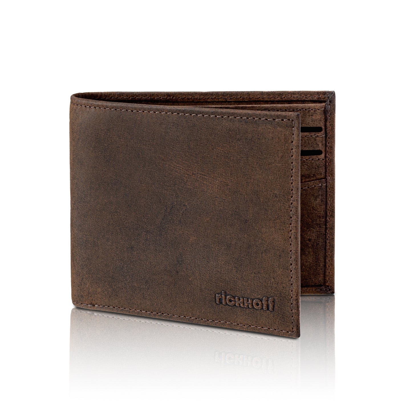 Wallet with RFID protection men's leather, vintage brown 