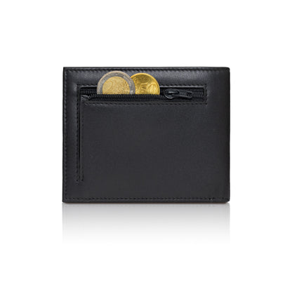 Wallet with RFID protection men's leather, black/cognac 