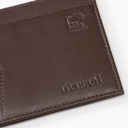 Leather card holder with RFID protection, brown