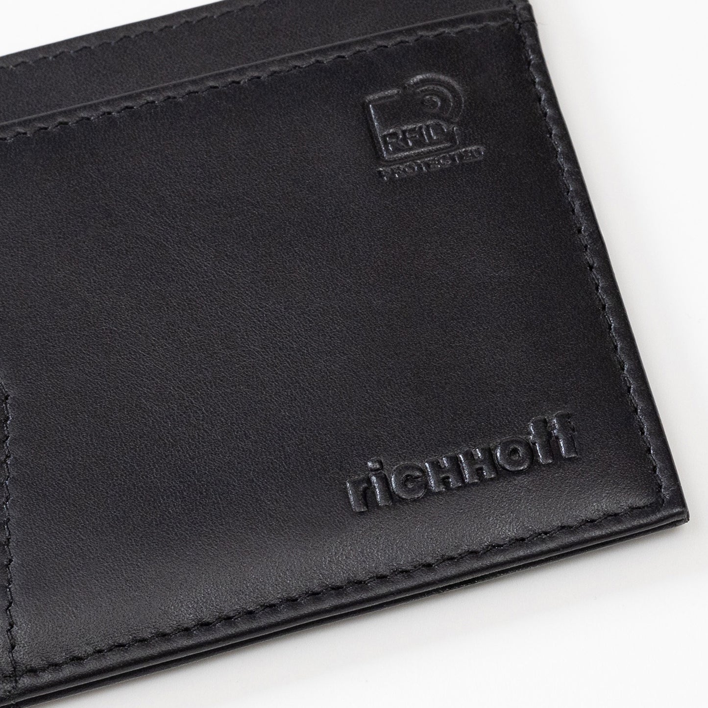 Leather card holder with RFID protection, black