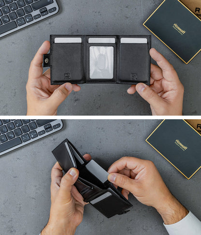 Mini wallet with coin compartment &amp; RFID protection, black