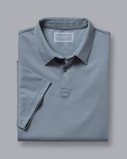 POLOSHIRT - Stahlblau, Herren